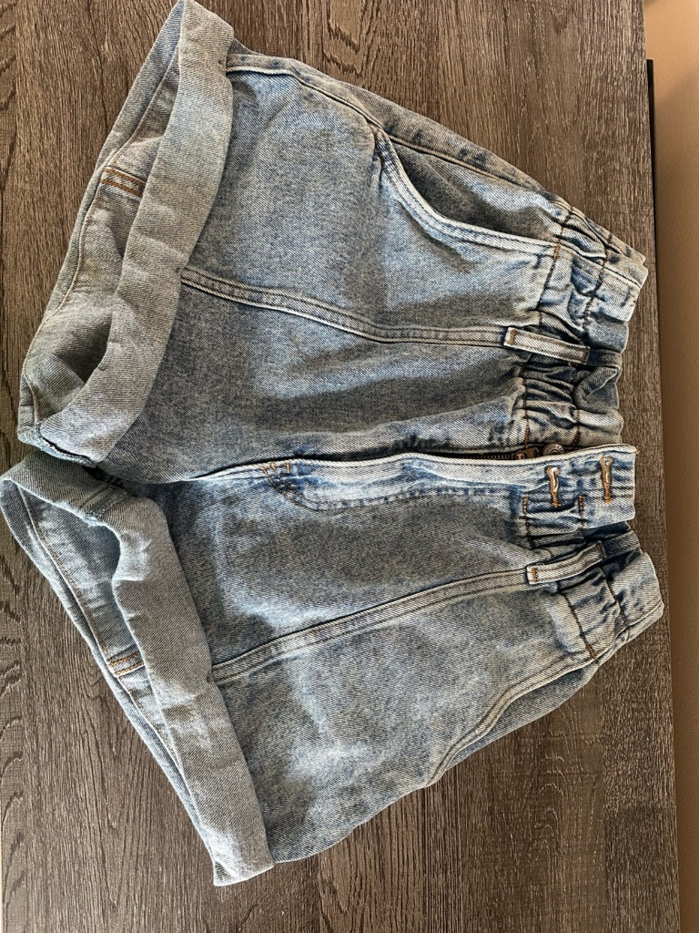 Abercrombie & Fitch Light Blue Paperbag Denim Shorts